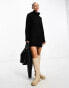 French Connection ribbed mini knitted dress in black