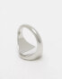 ASOS DESIGN round hammered signet ring in silver tone