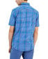 Фото #2 товара Men's Bright Plaid Poplin Short Sleeve Button-Down Shirt, Created for Macy's