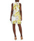 Фото #2 товара Petite Floral-Print Mock Neck Trapeze Dress