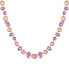 Gold-Tone Pink and Lilac Violet Glass Stone Statement Necklace