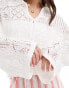 Vero Moda Aware crochet knit cardigan with collar in white