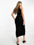 ASOS DESIGN knitted midi dress with cut out waist detail in black