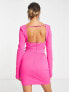 Фото #4 товара ASOS DESIGN square neck diamante belt detail mini dress in pink