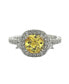 ფოტო #2 პროდუქტის Suzy Levian Sterling Silver Yellow & White Cubic Zirconia Engagement Ring