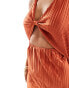 Фото #3 товара ASOS DESIGN plisse knot detail faux-ord with cut out in rust