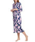 ფოტო #1 პროდუქტის Women's Floral-Print Knit Long Zip Robe