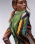 Фото #8 товара Topshop abstract art crinkle high neck long sleeve top in multi