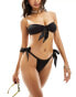 Фото #1 товара Miss Selfridge mix and match tie front bandeau bikini top in black