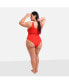 ფოტო #3 პროდუქტის Plus Size Essential Tank Swimsuit W. Shelf Bra - Red