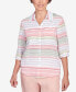 ფოტო #1 პროდუქტის Women's English Garden Stripe Split Sleeve Button Down Shirt