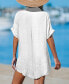 Фото #3 товара Women's Navy Collared V-Neck Mini Cover-Up Beach Dress