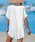 Women's Navy Collared V-Neck Mini Cover-Up Beach Dress