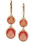 Gold-Tone Color Stone Double Drop Earrings