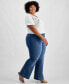 Фото #3 товара Plus Size High-Rise Pull-On Flare-Leg Jeans, Created for Macy's