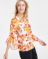 ფოტო #3 პროდუქტის Women's Floral-Print Ruffle-Sleeve Blouse