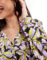 Vero Moda satin open collar shirt in purple print