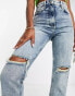 Фото #3 товара COLLUSION x005 straight leg jeans with bleach detail in blue