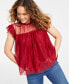 Фото #2 товара Women's Tulle Flutter-Sleeve Top, Created for Macy's