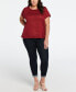 ფოტო #5 პროდუქტის Plus Size Eco Fabric Short Sleeve Top with Decorative Trim