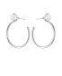 Фото #1 товара Silver-Tone Imitation Pearl Open C Hoop Earrings