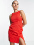 Фото #1 товара ASOS DESIGN racer neck structured mini dress with seam detail in red