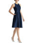 Alfred Sung High-Neck Satin Cocktail Dress Women's