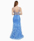 Фото #2 товара Juniors' Embellished Illusion-Corset Feather-Skirt Gown