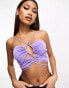 ASOS DESIGN asymmetric micro strap lace up crop top in purple lila, 46 - фото #1