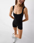 Bershka square neck unitard in black