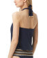 Фото #2 товара Michael Michael Kors Logo Printed Twist Halter Tankini Top Swimwear Navy Size M