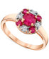 ფოტო #1 პროდუქტის Ruby (1-1/20 ct. t.w.) & Diamond (1/6 ct. t.w.) Cluster Ring in 14k Rose Gold