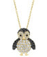 ფოტო #3 პროდუქტის EFFY® White Sapphire (3/4 ct. t.w.), Black Spinel (1/2 ct. t.w.) & Diamond (1/8 ct. t.w.) Penguin 18" Pendant Necklace in 14k Gold