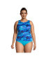 Фото #3 товара Plus Size Chlorine Resistant High Neck UPF 50 Sun Protection Modest Tankini Swimsuit Top