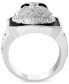 EFFY® Men's Diamond (1/2 ct. t.w.) & Emerald Accent Black Enamel Lion Ring in Sterling Silver