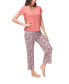 Women's 2 Piece Short Sleeve Top with Cropped Wide Leg Pants Pajama Set