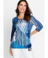Фото #1 товара Women's Cotton Blend 3/4 Sleeve Printed T-Shirt containing TENCEL[TM] Modal