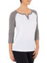 Фото #4 товара Athletic Works T-Shirt Women's Large White Gray Heather Split Neck Raglan Sleeve