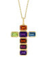 ფოტო #4 პროდუქტის EFFY® Multi-Gemstone Cross 18" Pendant Necklace (5-1/4 ct. t.w.) in 14k Gold