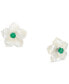 Фото #1 товара Серьги Macy's Mother-of-Pearl & Emerald Flower Stud