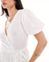 Wednesday's Girl textured wrap mini dress in white