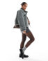 Фото #5 товара ASOS DESIGN funnel neck brushed formal biker jacket in charcoal