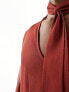 Фото #5 товара ASOS DESIGN relaxed deep v neck shirt with attached tie neck in rust