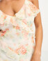 Miss Selfridge ruffle detail maxi slip dress in vintage inspired floral Бежевый, 46 - фото #3