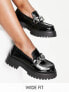 Фото #1 товара ASOS DESIGN Wide Fit Mai chunky chain loafers in black patent