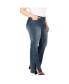 ფოტო #1 პროდუქტის Plus Size Stretch High Waist Slit Hem Flared Jeans