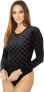 BCBGMAXAZRIA 297326 Women's Long Sleeve Bodysuit Jacquard Print, Black, Medium