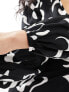 Фото #3 товара Wednesday's Girl deep v swirl print mini dress in black and white