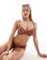 Фото #3 товара Ivory Rose ribbed high leg bikini bottom in brown