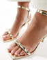 Glamorous bow barely there heeled sandals in gold